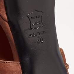 Lanvin Brown Nubuck Leather Platform Slingback Sandals Size 40