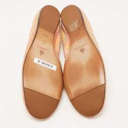 Pre Owned Lanvin Pink Iridescent Embossed Snakeskin Ballet Flats Size 37.5