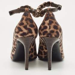 Lanvin Two Tone Leopard Print Fabric Open Toe Pumps Size 40