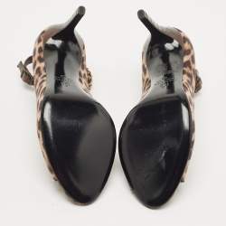 Lanvin Two Tone Leopard Print Fabric Open Toe Pumps Size 40