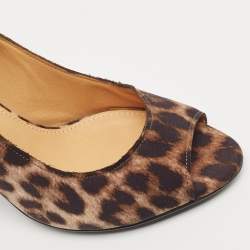Lanvin Two Tone Leopard Print Fabric Open Toe Pumps Size 40