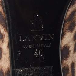 Lanvin Two Tone Leopard Print Fabric Open Toe Pumps Size 40
