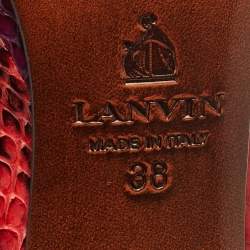 Pre Owned Lanvin Red/Purple Python and Fabric Bow Pumps Size 38