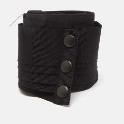 Lanvin Black Elastic and Fabric Snap Waist Belt 