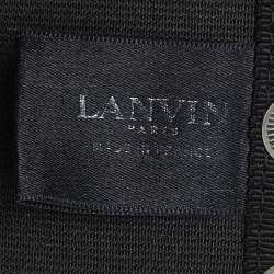 Lanvin Black Elastic and Fabric Snap Waist Belt 