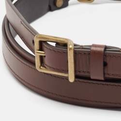 Pre Owned Lanvin Dark Brown Leather Double Waist Buckle Belt
