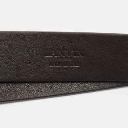 Pre Owned Lanvin Dark Brown Leather Double Waist Buckle Belt