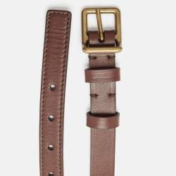 Pre Owned Lanvin Dark Brown Leather Double Waist Buckle Belt