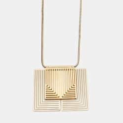 مملوكة مسبقًا Lanvin Collier Court en Laiton Couleur Gold Tone Necklace