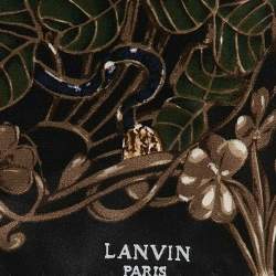 Lanvin Black Floral Print Silk Square Scarf 