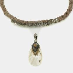 Pre Owned Lanvin Crystal Fabric Glass Two Tone Necklace