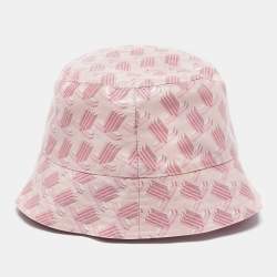 Lanvin Pink Geometric Print Coated Cotton Bucket Hat 