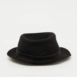 Lanvin Black Rabbit Felt Fedora Hat Size 59