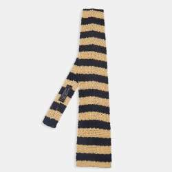 Lanvin Beige/Black Silk Knit Tie