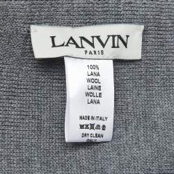 Pre Owned Lanvin Black/Grey Logo Patterned Wool Scarf