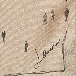 Pre Owned Lanvin Beige Printed Silk and Wool Scarf
