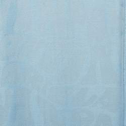 Pre Owned Lanvin Blue Island Logo Silk Jacquard Scarf