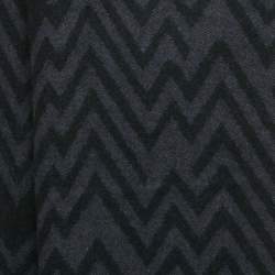 Pre Owned Lanvin Blue Chevron Knit Wool Fringed Scarf