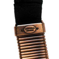 Pre Owned Lanvin Flexible Bronze Tone Tube Black Ribbon Tie-up Necklace