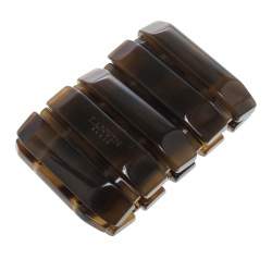 Lanvin Brown Plastic Polyester Elastic Wide Cuff Bracelet 