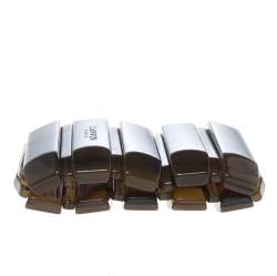 Lanvin Brown Plastic Polyester Elastic Wide Cuff Bracelet 