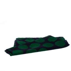 Pre Owned Lanvin Green Polka Dot Print Cashmere and Silk Scarf