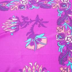 Pre Owned Lanvin Purple Floral Print Silk Square Scarf