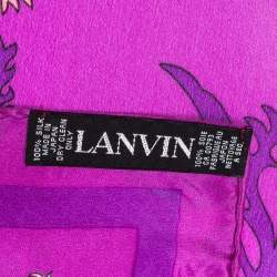 Pre Owned Lanvin Purple Floral Print Silk Square Scarf