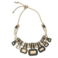 Lanvin Pale Orange Pavé Crystal Embellished Rope Necklace
