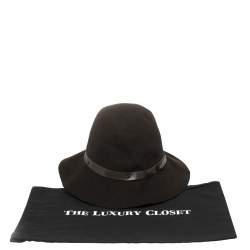 Pre Owned Lanvin Vintage Brown Felt Fur Cloche Hat L