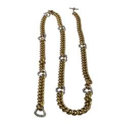 Lanvin Crystal Embellished Two Tone Curb Chain Blet 155 CM