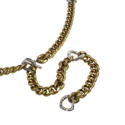 Lanvin Crystal Embellished Two Tone Curb Chain Blet 155 CM