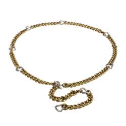 Lanvin Crystal Embellished Two Tone Curb Chain Blet 155 CM