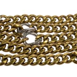 Lanvin Crystal Embellished Two Tone Curb Chain Blet 155 CM