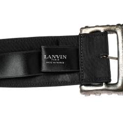 Lanvin Black Fabric Crystal Embellished Buckle Waist Belt Belt 70CM