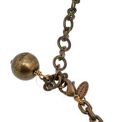 Pre Owned Lanvin Gold Tone Love Pendant Necklace