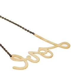 Pre Owned Lanvin Gold Tone Love Pendant Necklace
