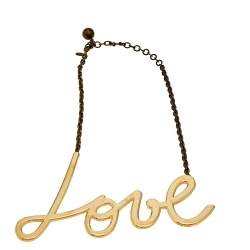 Pre Owned Lanvin Gold Tone Love Pendant Necklace