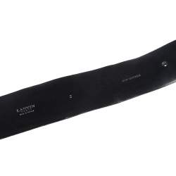 Pre Owned Lanvin Black Leather Crystals Embellished Square Buckle Belt S