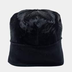 Pre Owned Lanvin Black Lamb Fur Beanie