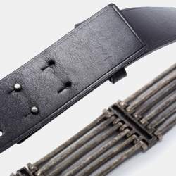 Lanvin Black Leather Crystal Embellished Waist Belt M