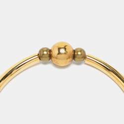 Pre Owned Lanvin Antique Gold Tone Bead & Grosgrain Ribbon Choker
