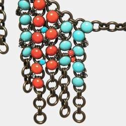 Lanvin Crystal Plastic Fabric Two Tone Gold Chain Belt