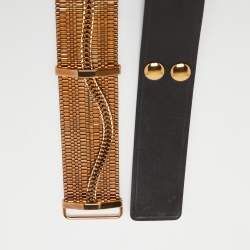 Lanvin Black/Gold Chain Links and Leather Waist Belt 