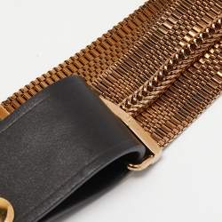 Lanvin Black/Gold Chain Links and Leather Waist Belt 