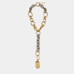 Pre Owned Lanvin Two Tone Chunky Chain Necklace