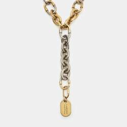 Pre Owned Lanvin Two Tone Chunky Chain Necklace