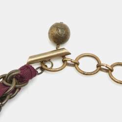 Pre Owned Lanvin Purple Two Tone Metal Crystal Eagle Pendant Necklace