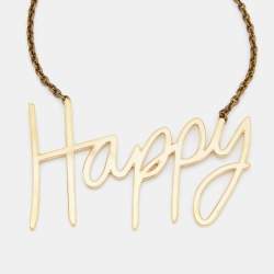 Pre Owned Lanvin Gold Tone Happy Pendant Necklace