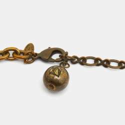 Pre Owned Lanvin Gold Tone Happy Pendant Necklace